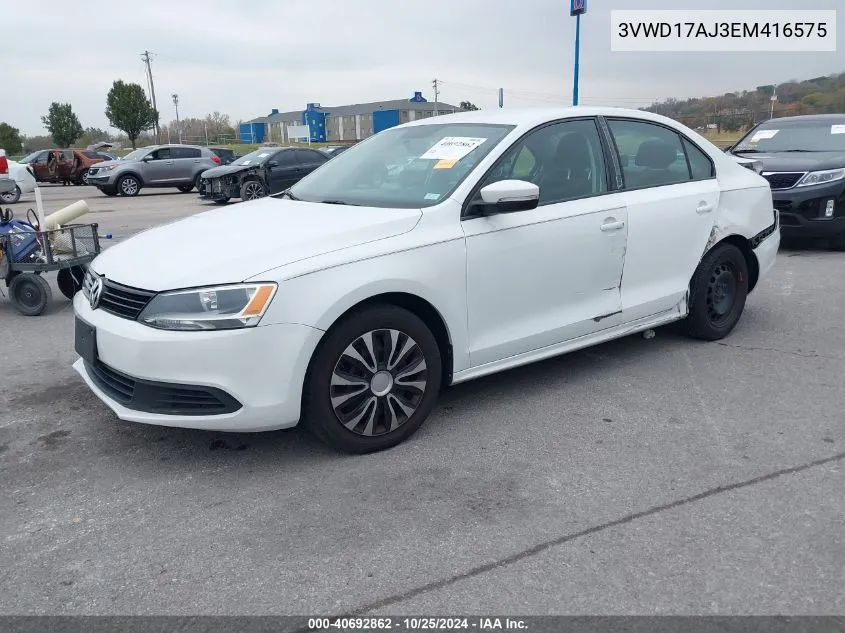 2014 Volkswagen Jetta 1.8T Se VIN: 3VWD17AJ3EM416575 Lot: 40692862