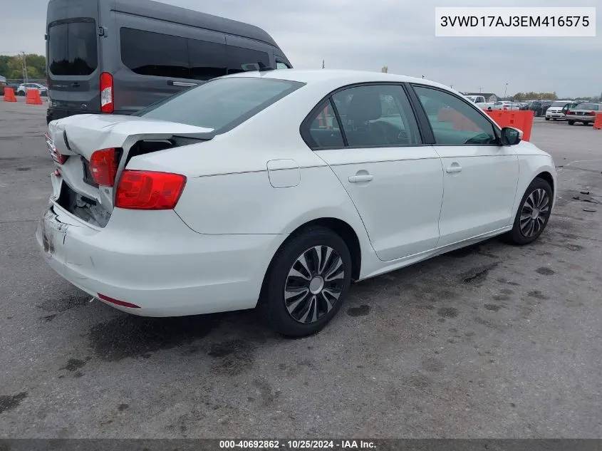 2014 Volkswagen Jetta 1.8T Se VIN: 3VWD17AJ3EM416575 Lot: 40692862