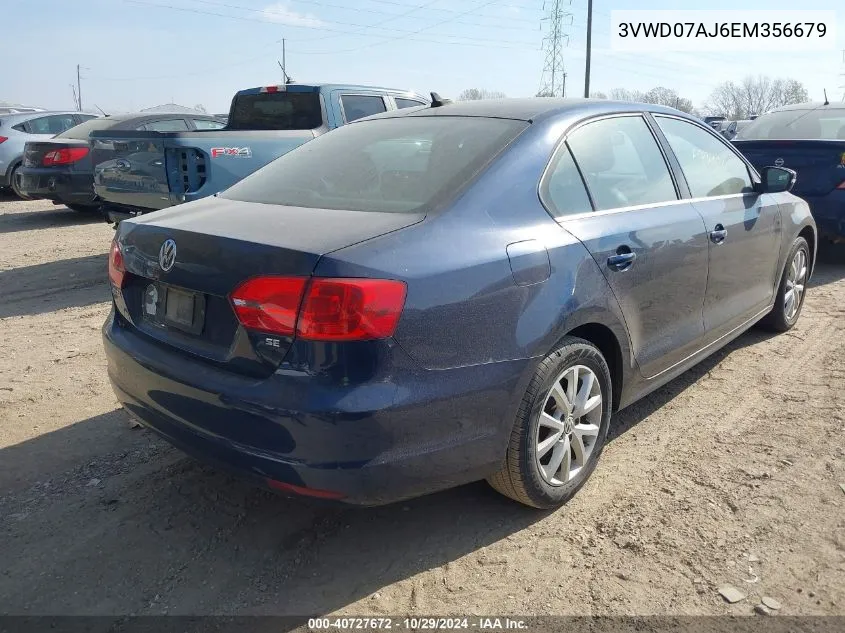 2014 Volkswagen Jetta 1.8T Se VIN: 3VWD07AJ6EM356679 Lot: 40727672