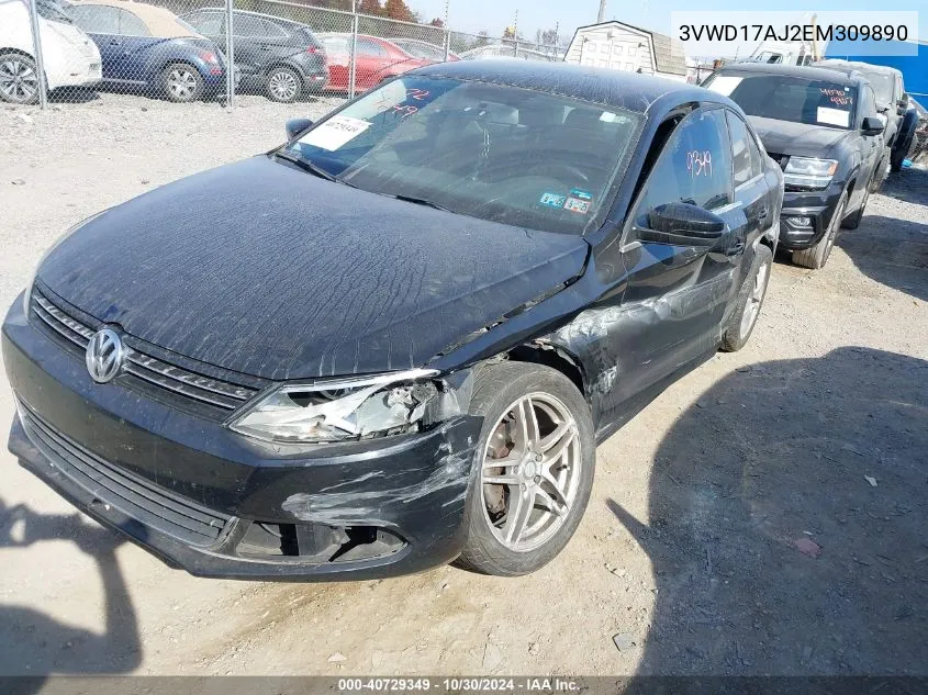 2014 Volkswagen Jetta 1.8T Se VIN: 3VWD17AJ2EM309890 Lot: 40729349