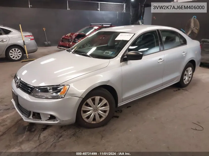 2014 Volkswagen Jetta 2.0L S VIN: 3VW2K7AJ6EM406000 Lot: 40731499