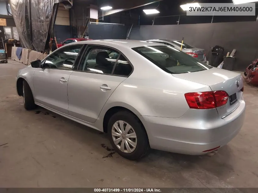 2014 Volkswagen Jetta 2.0L S VIN: 3VW2K7AJ6EM406000 Lot: 40731499