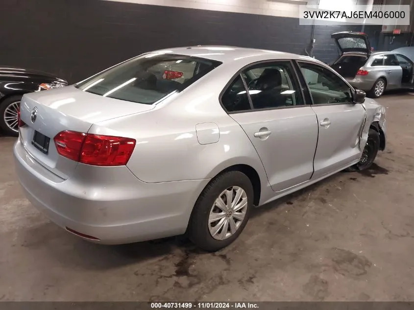 2014 Volkswagen Jetta 2.0L S VIN: 3VW2K7AJ6EM406000 Lot: 40731499