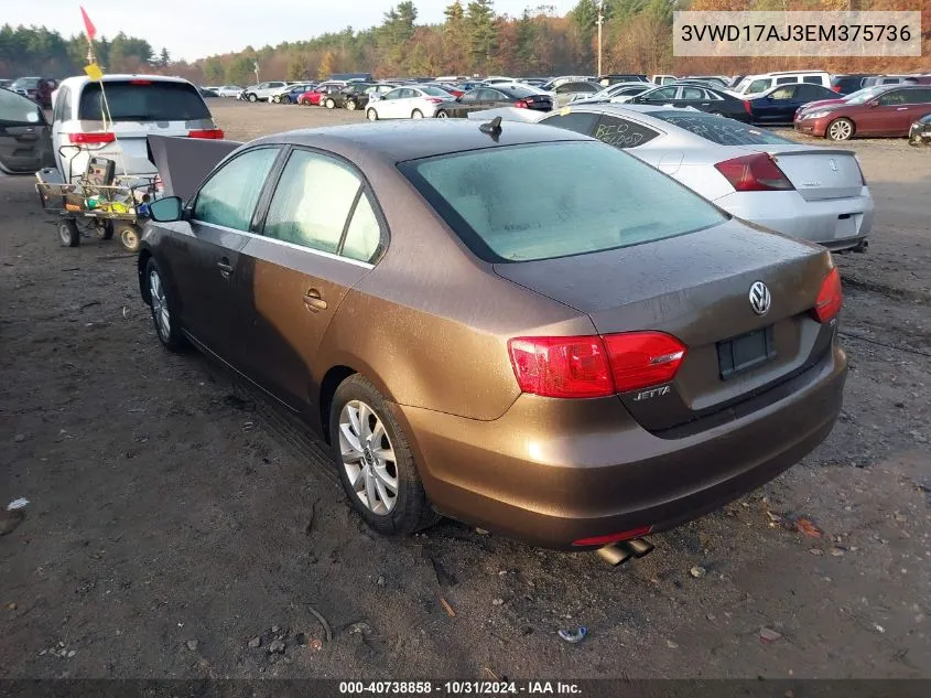 2014 Volkswagen Jetta 1.8T Se VIN: 3VWD17AJ3EM375736 Lot: 40738858