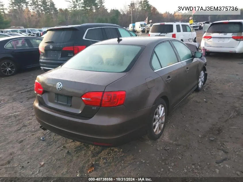 2014 Volkswagen Jetta 1.8T Se VIN: 3VWD17AJ3EM375736 Lot: 40738858