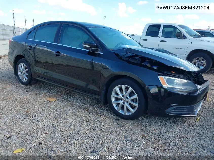 2014 Volkswagen Jetta 1.8T Se VIN: 3VWD17AJ8EM321204 Lot: 40769025