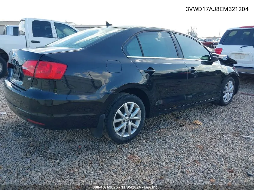 2014 Volkswagen Jetta 1.8T Se VIN: 3VWD17AJ8EM321204 Lot: 40769025