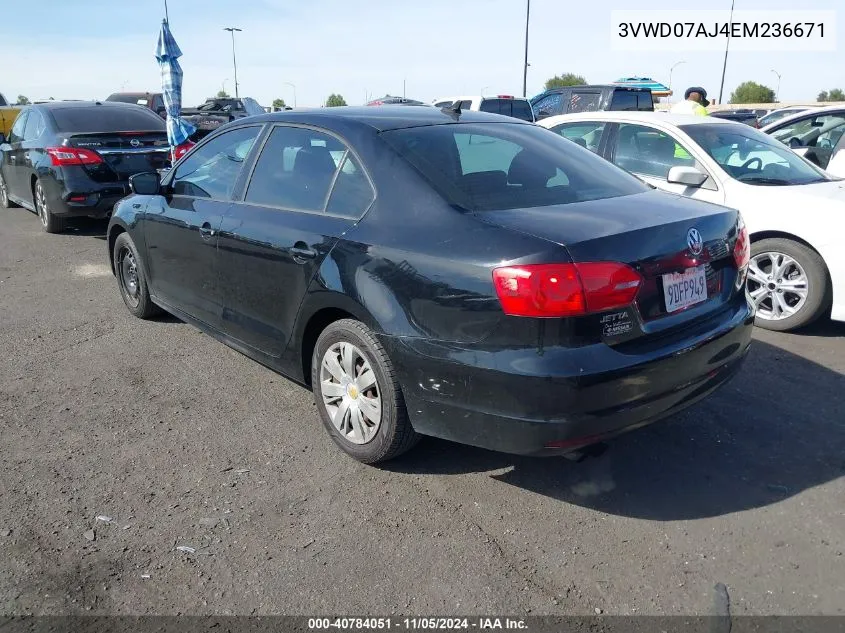 2014 Volkswagen Jetta 1.8T Se VIN: 3VWD07AJ4EM236671 Lot: 40784051