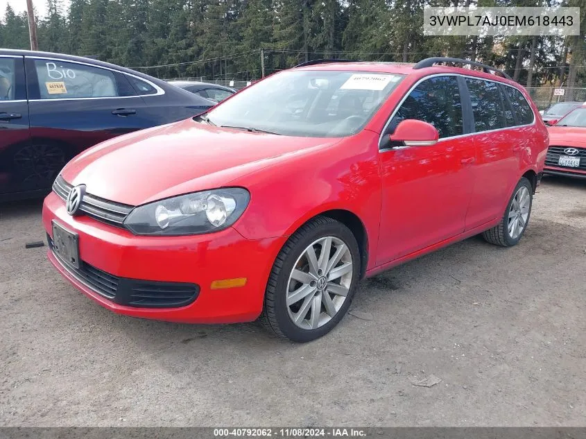 2014 Volkswagen Jetta Sportwagen 2.0L Tdi VIN: 3VWPL7AJ0EM618443 Lot: 40792062