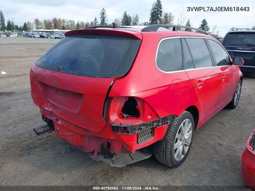 2014 Volkswagen Jetta Sportwagen 2.0L Tdi VIN: 3VWPL7AJ0EM618443 Lot: 40792062