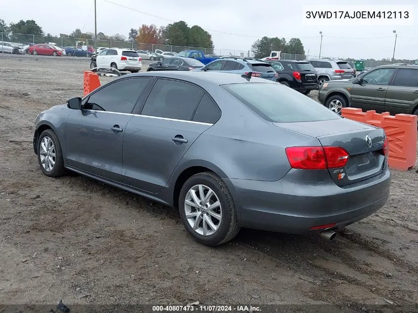 2014 Volkswagen Jetta 1.8T Se VIN: 3VWD17AJ0EM412113 Lot: 40807473