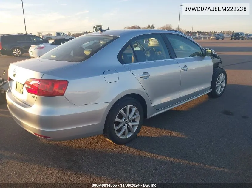 2014 Volkswagen Jetta 1.8T Se VIN: 3VWD07AJ8EM222238 Lot: 40814056