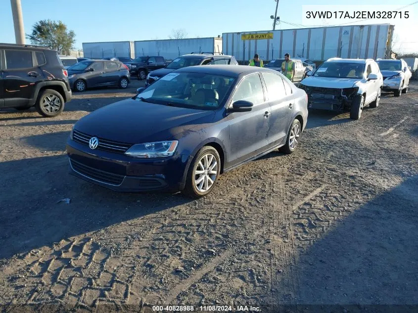 2014 Volkswagen Jetta 1.8T Se VIN: 3VWD17AJ2EM328715 Lot: 40828988