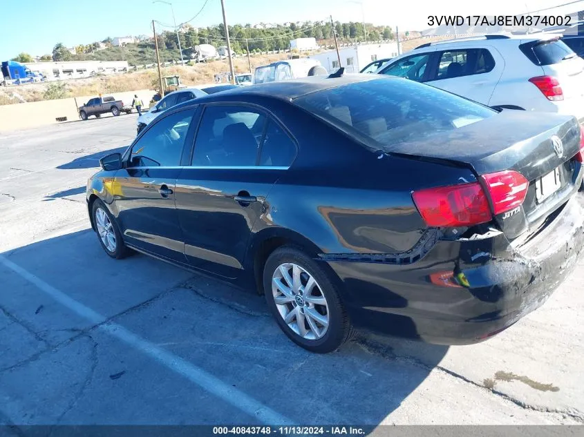 3VWD17AJ8EM374002 2014 Volkswagen Jetta 1.8T Se