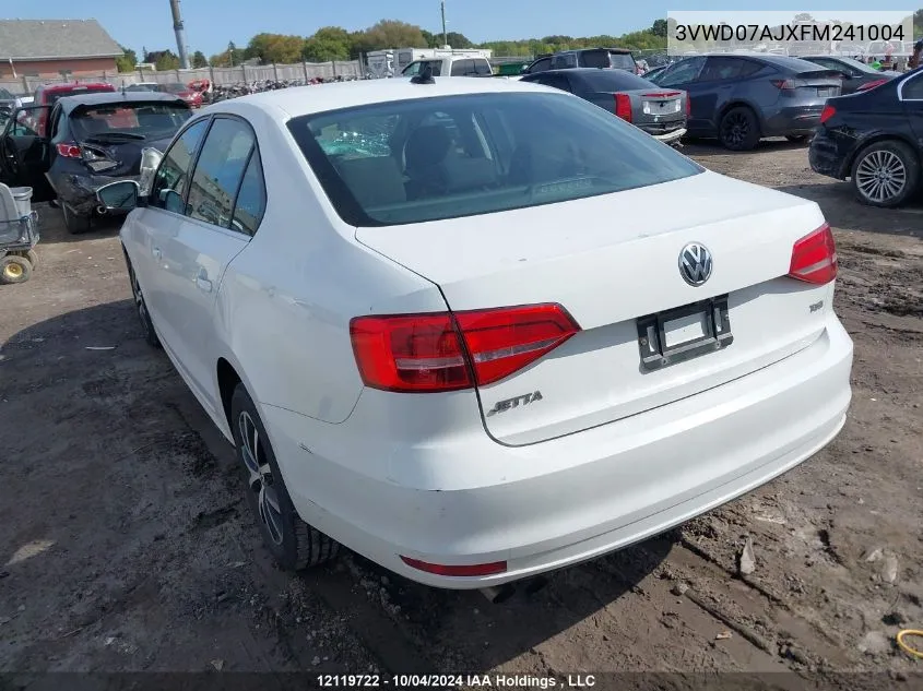 2015 Volkswagen Jetta Se VIN: 3VWD07AJXFM241004 Lot: 12119722