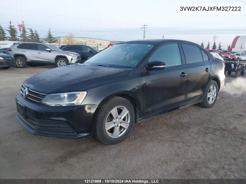 2015 Volkswagen Jetta Sedan VIN: 3VW2K7AJXFM327222 Lot: 12121869