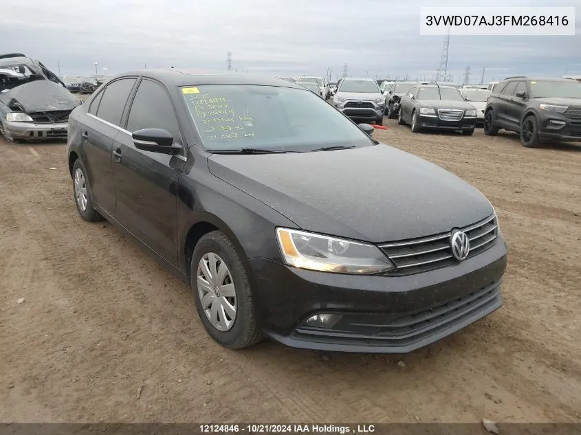 2015 Volkswagen Jetta Sedan VIN: 3VWD07AJ3FM268416 Lot: 12124846