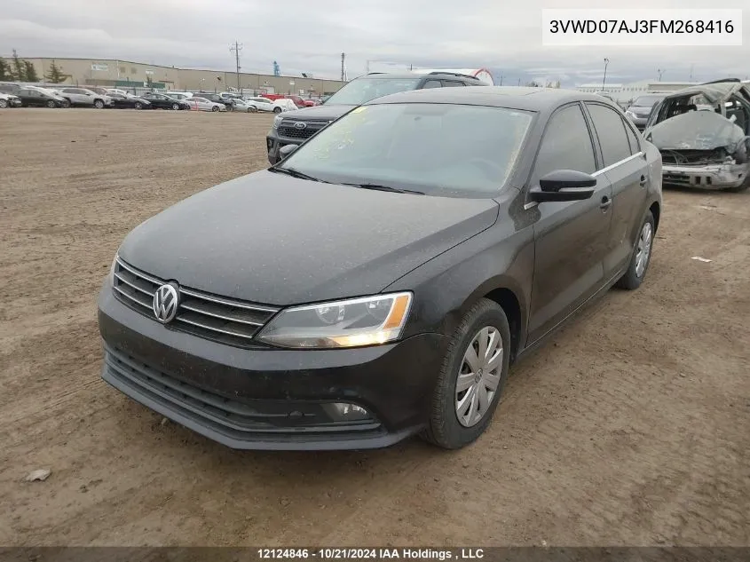 2015 Volkswagen Jetta Sedan VIN: 3VWD07AJ3FM268416 Lot: 12124846