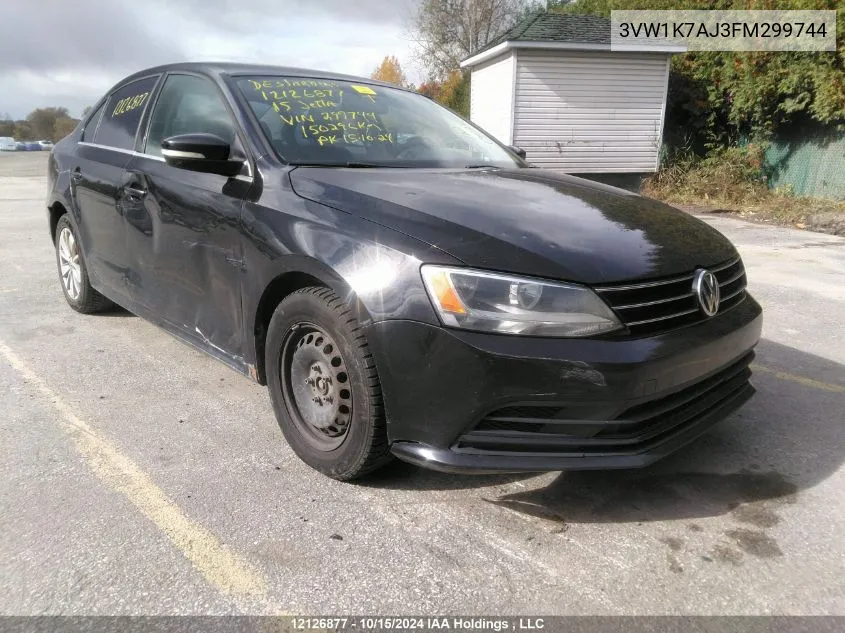 2015 Volkswagen Jetta S VIN: 3VW1K7AJ3FM299744 Lot: 12126877