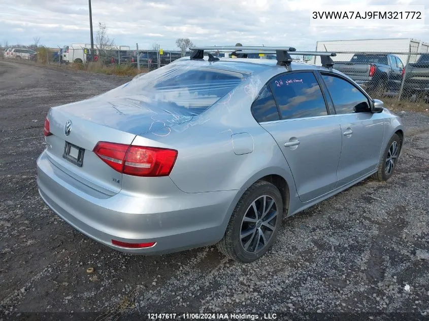 2015 Volkswagen Jetta Sedan VIN: 3VWWA7AJ9FM321772 Lot: 12147617