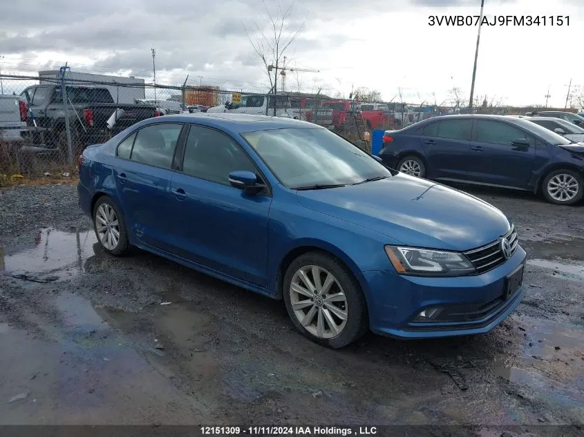 2015 Volkswagen Jetta Se VIN: 3VWB07AJ9FM341151 Lot: 12151309