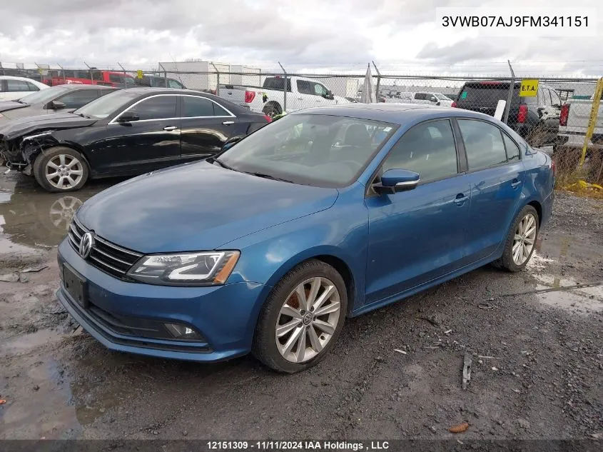 2015 Volkswagen Jetta Se VIN: 3VWB07AJ9FM341151 Lot: 12151309