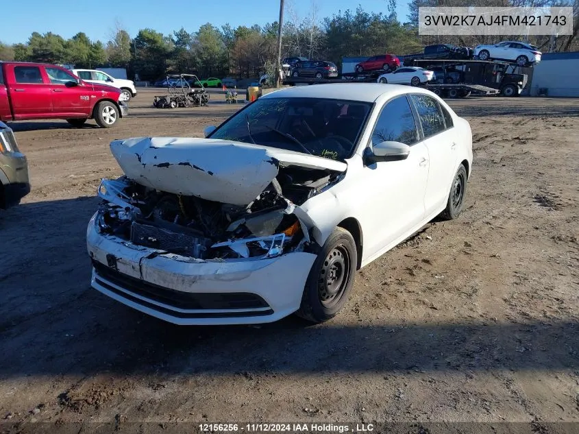 2015 Volkswagen Jetta Sedan VIN: 3VW2K7AJ4FM421743 Lot: 12156256