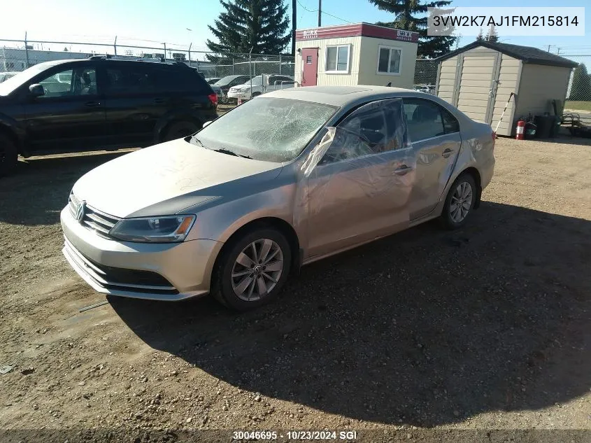 2015 Volkswagen Jetta S VIN: 3VW2K7AJ1FM215814 Lot: 30046695