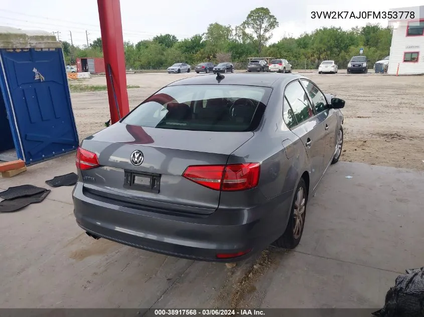 3VW2K7AJ0FM353778 2015 Volkswagen Jetta 2.0L S