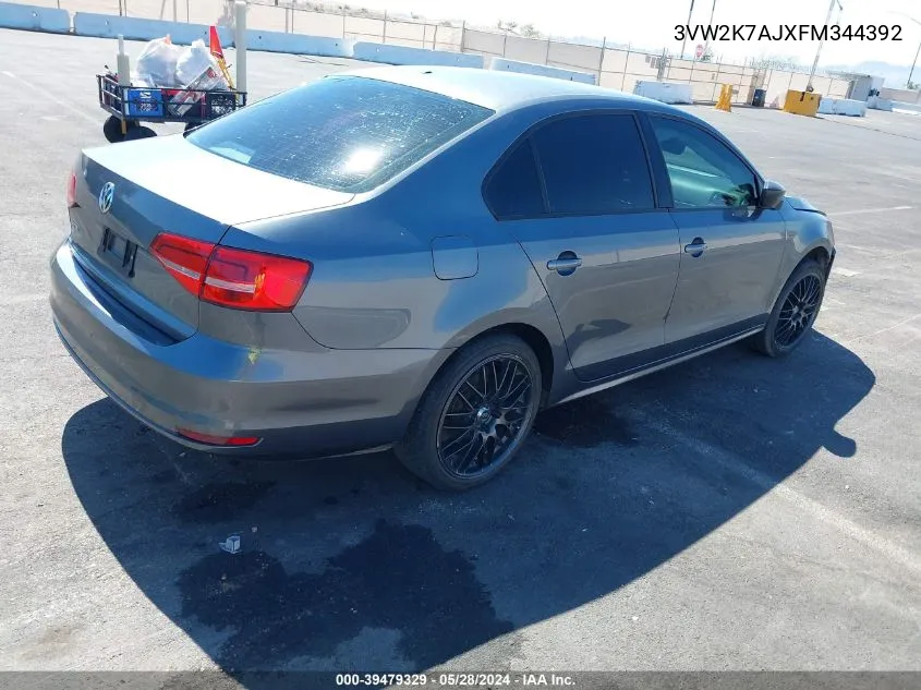 3VW2K7AJXFM344392 2015 Volkswagen Jetta 2.0L S