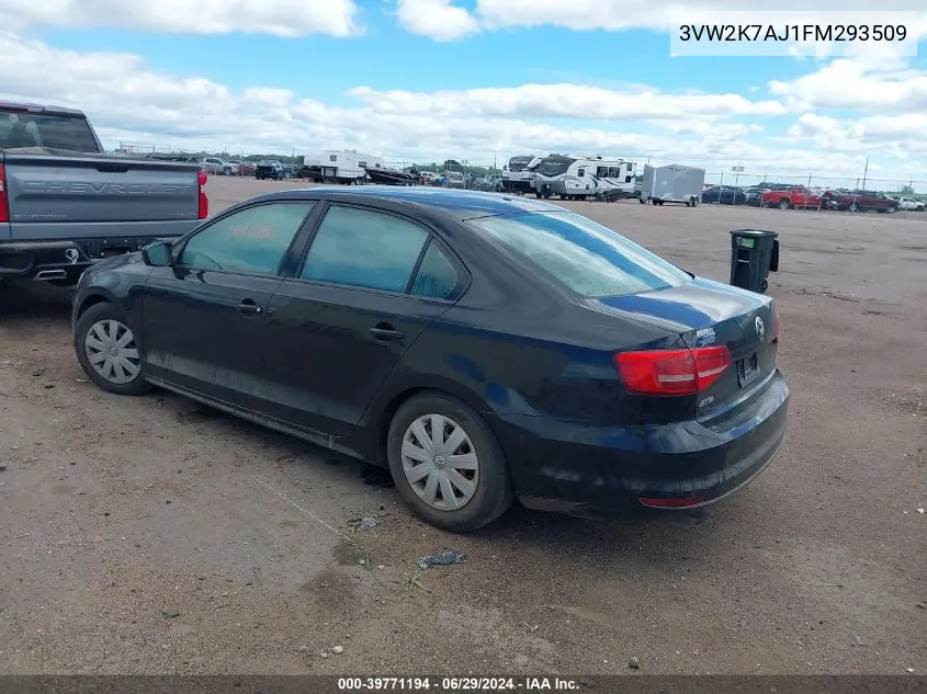 3VW2K7AJ1FM293509 2015 Volkswagen Jetta 2.0L S