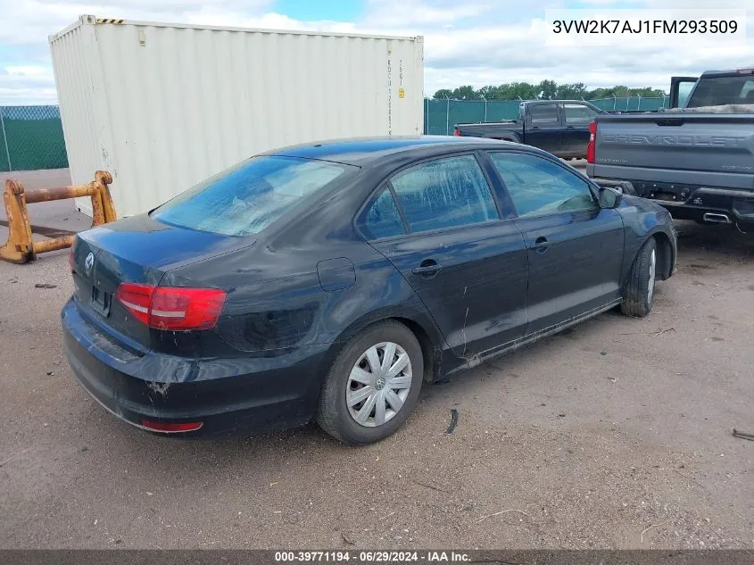 3VW2K7AJ1FM293509 2015 Volkswagen Jetta 2.0L S