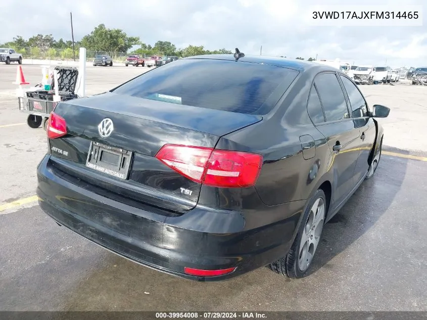 2015 Volkswagen Jetta Se VIN: 3VWD17AJXFM314465 Lot: 39954008