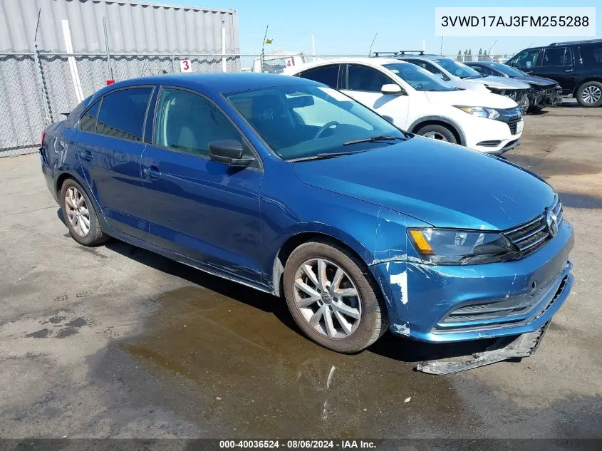 2015 Volkswagen Jetta 1.8T Se VIN: 3VWD17AJ3FM255288 Lot: 40036524