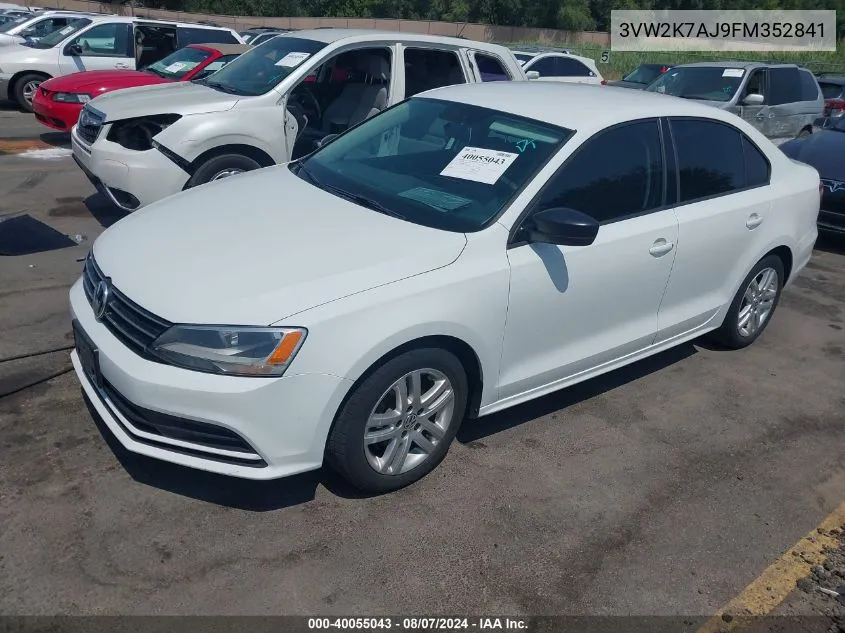 2015 Volkswagen Jetta 2.0L S VIN: 3VW2K7AJ9FM352841 Lot: 40055043