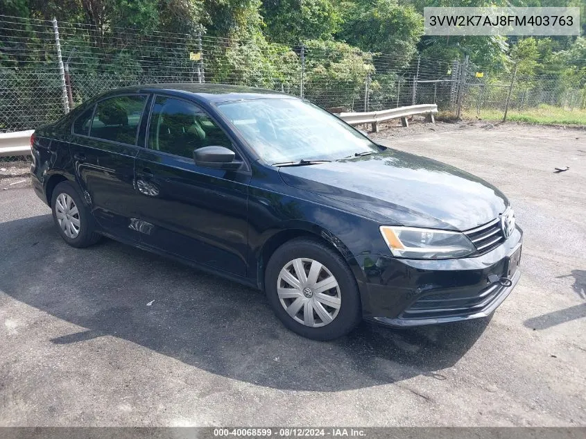 3VW2K7AJ8FM403763 2015 Volkswagen Jetta 2.0L S