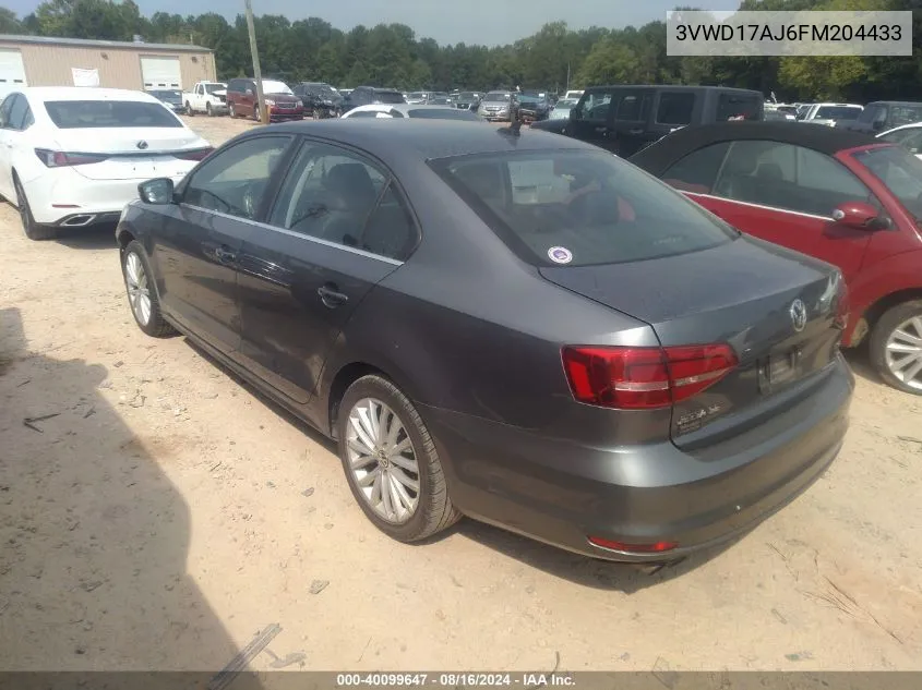 2015 Volkswagen Jetta Se VIN: 3VWD17AJ6FM204433 Lot: 40099647