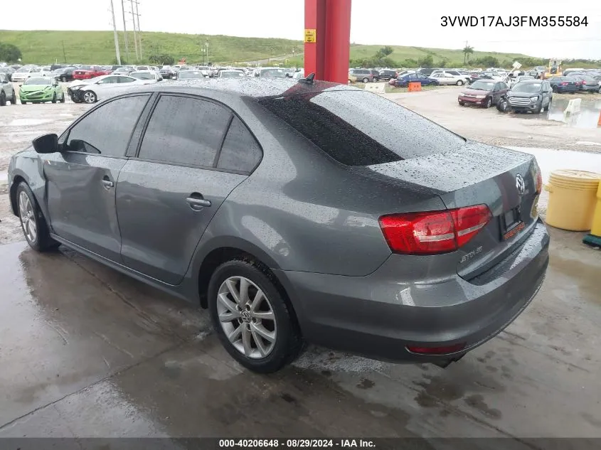 2015 Volkswagen Jetta 1.8T Se VIN: 3VWD17AJ3FM355584 Lot: 40206648