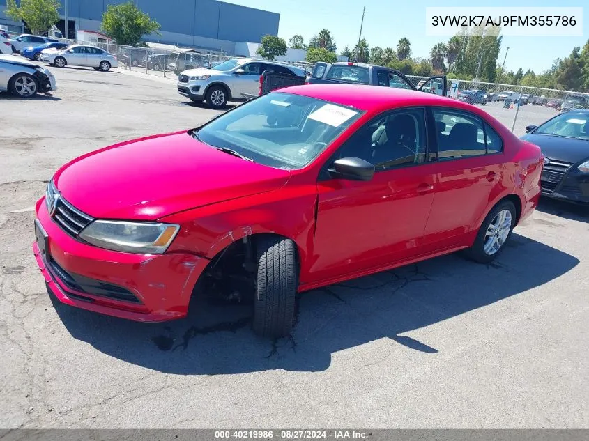 3VW2K7AJ9FM355786 2015 Volkswagen Jetta 2.0L S