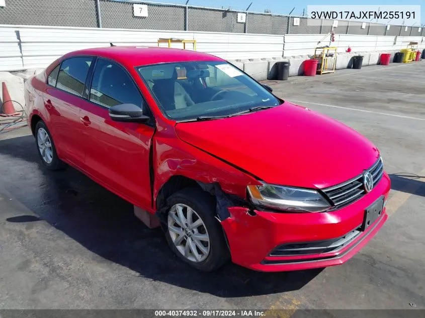 2015 Volkswagen Jetta 1.8T Se VIN: 3VWD17AJXFM255191 Lot: 40374932