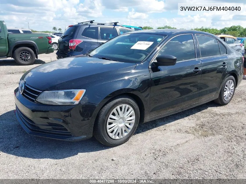 2015 Volkswagen Jetta 2.0L S VIN: 3VW2K7AJ6FM404040 Lot: 40477208