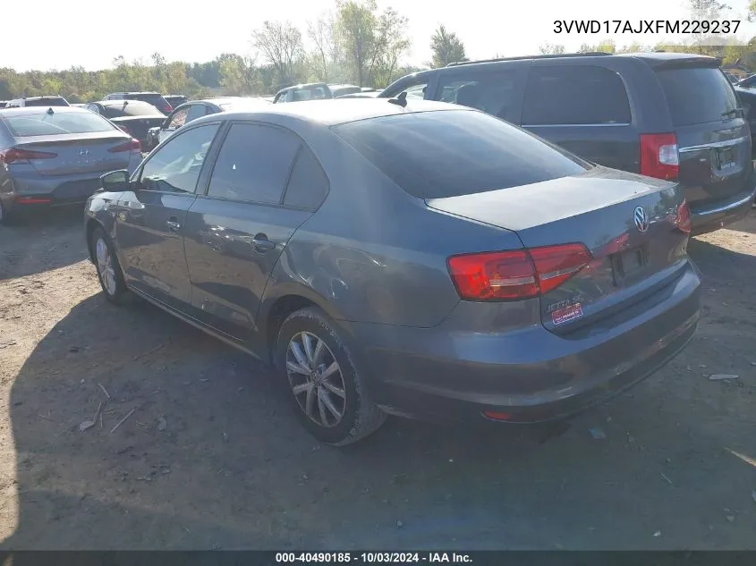 2015 Volkswagen Jetta 1.8T Se VIN: 3VWD17AJXFM229237 Lot: 40490185