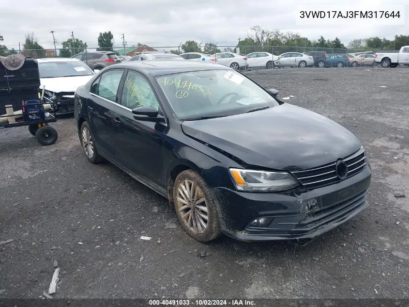 3VWD17AJ3FM317644 2015 Volkswagen Jetta 1.8T Se