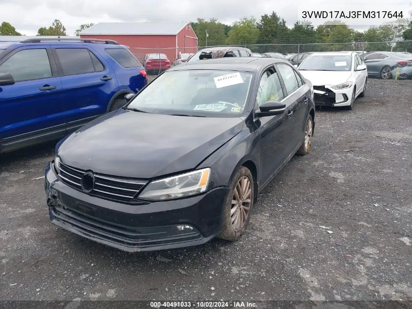 2015 Volkswagen Jetta 1.8T Se VIN: 3VWD17AJ3FM317644 Lot: 40491033