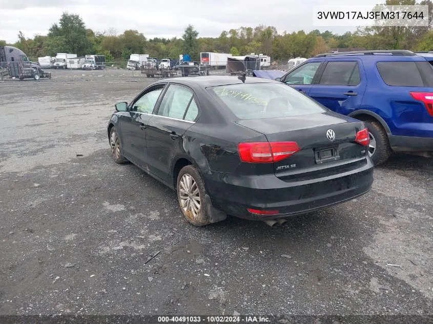 3VWD17AJ3FM317644 2015 Volkswagen Jetta 1.8T Se