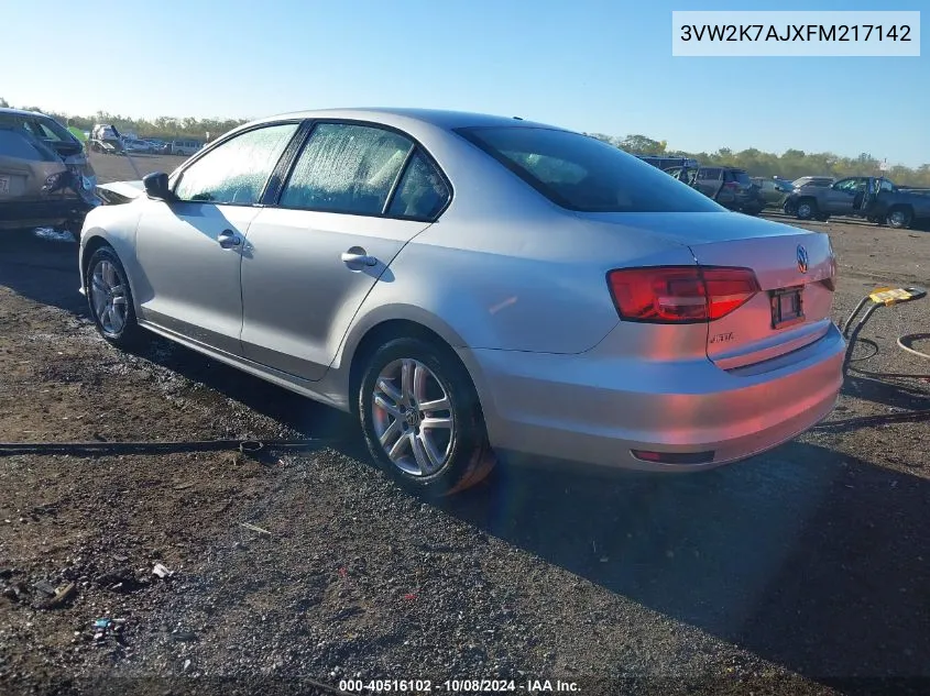 3VW2K7AJXFM217142 2015 Volkswagen Jetta 2.0L S