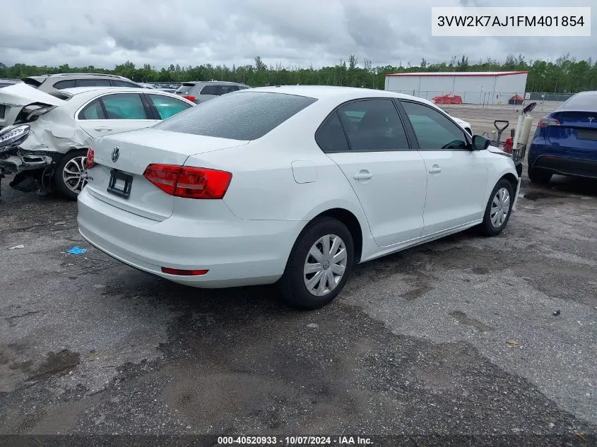 3VW2K7AJ1FM401854 2015 Volkswagen Jetta S