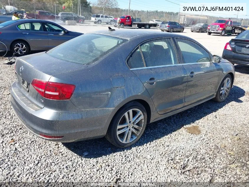 2015 Volkswagen Jetta 1.8T Sel VIN: 3VWL07AJ6FM401424 Lot: 40521252