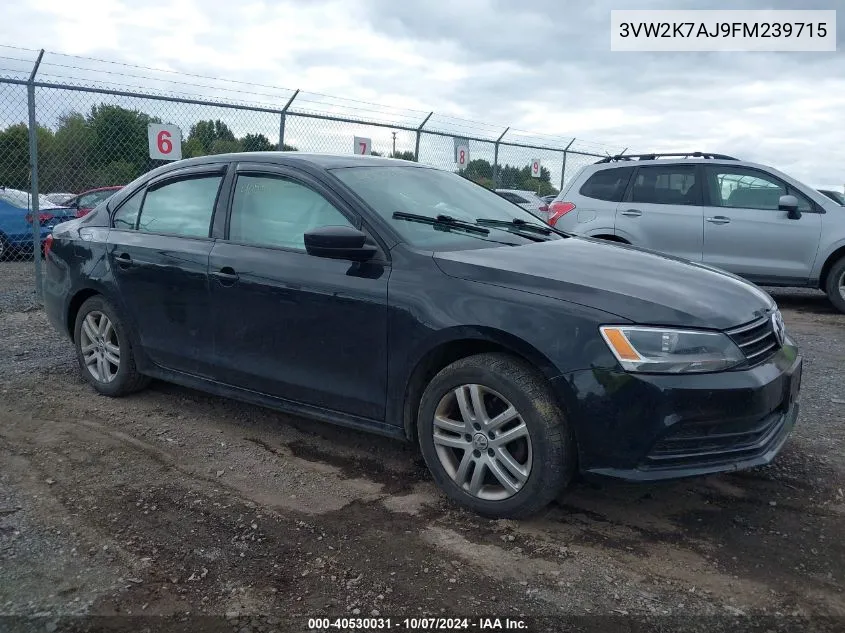 2015 Volkswagen Jetta 2.0L S VIN: 3VW2K7AJ9FM239715 Lot: 40530031