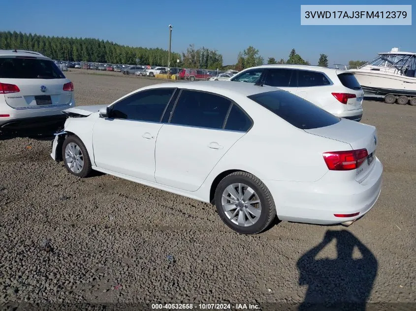 2015 Volkswagen Jetta 1.8T Se VIN: 3VWD17AJ3FM412379 Lot: 40532658